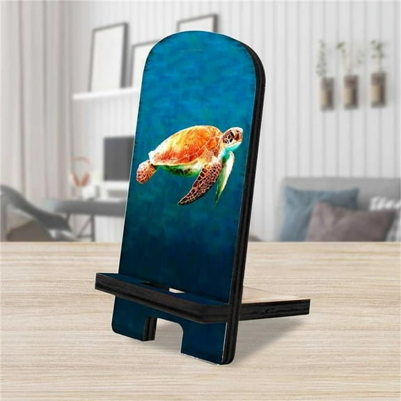 Designocracy 892048 6 x 3 x 3 in. The Turtle Coastal Cell Phone Stand with Wood Mobile Holder Organizer