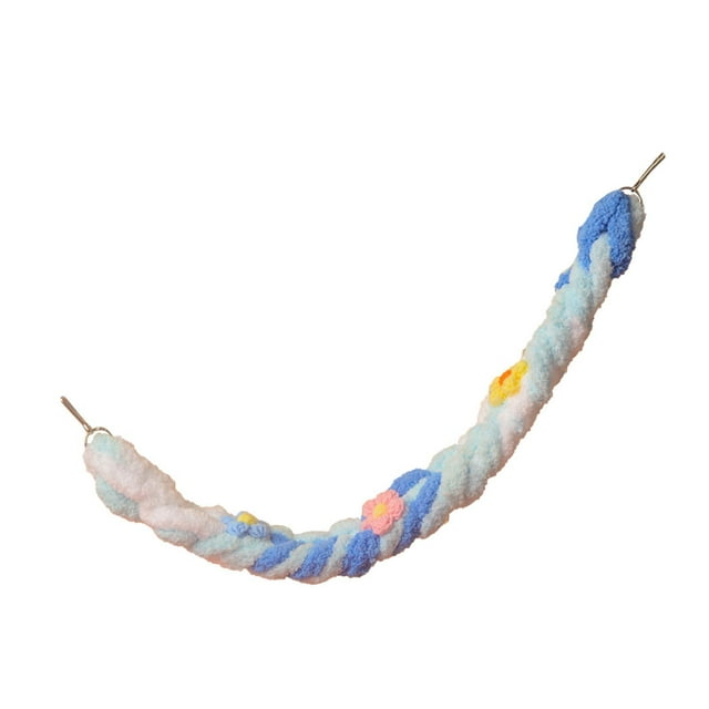 Bunblic Bird Rope Perch Parrot Climbing Standing Toy Pet Supply Hanging Parrot Stand Parrot Climbing Rope for Lovebirds Small Animals Blue White