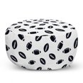 thumbnail image 1 of American Football Pouf Cover with Zipper, Monochrome Pattern Rugby Balls US Culture Sports Play, Soft Decorative Fabric Unstuffed Case, 30" W X 17.3" L, Black White, by Ambesonne, 1 of 5