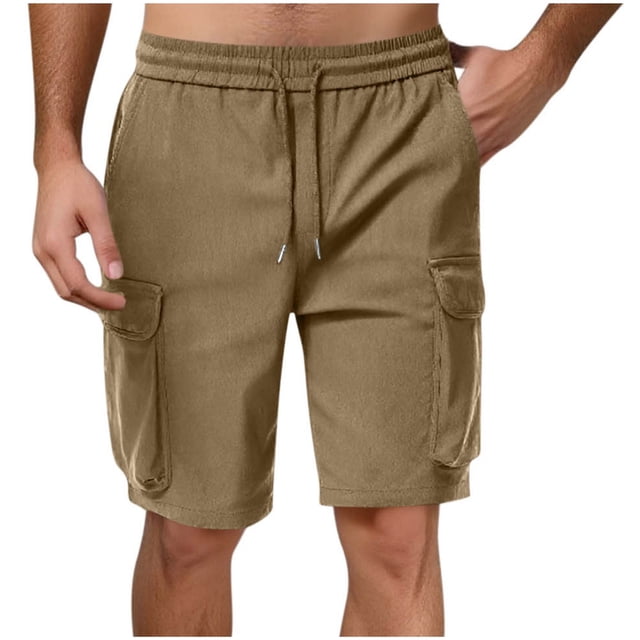 Plebaso Men's Cotton Cargo Sweat Shorts Summer Lounge Shorts Drawstring Athletic Workout Jogger Shorts