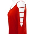 thumbnail image 4 of Made by Johnny Women's 3/4 Sleeve Hollowed Out Shoulder Top S RED, 4 of 6