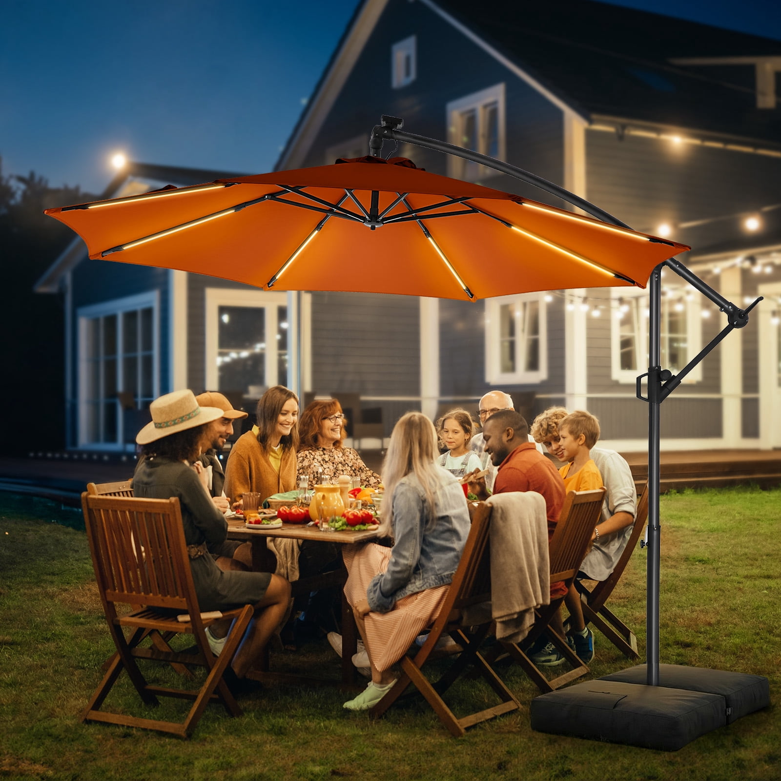 cantilever umbrella on patio Treasure Garden AKZPLX Plus Starlux 13 Foot Octagon Cantilever Umbrella
