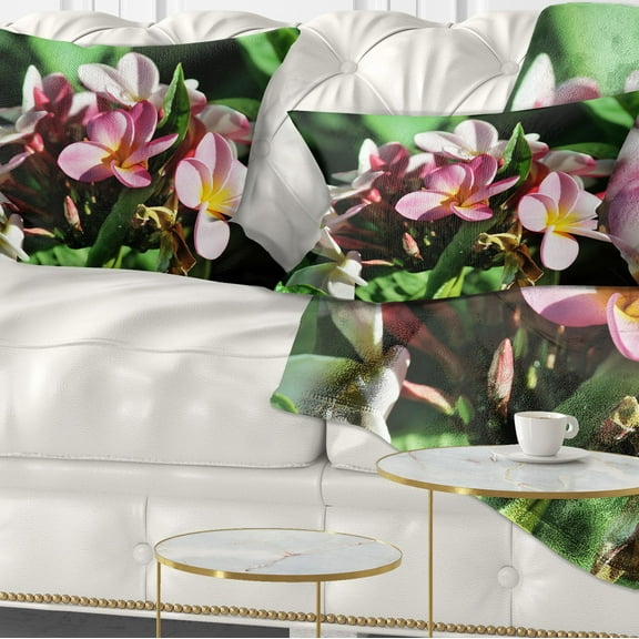 Designart Beautiful Little Pink White Flowers - Floral Throw Pillow - 12x20