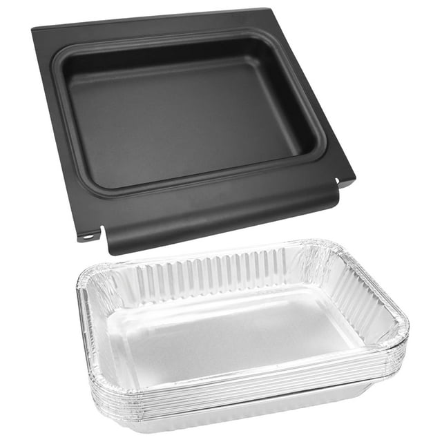 Recolector de grasa con 10 paquetes de revestimientos de aluminio para vasos de grasa para Weber Spirit/Spirit II 200/300 Genesis y Genesis II LX200/300 Series Pieza de repuesto para parrilla Bandeja
