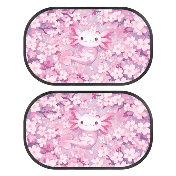 JOAIFO Axolotl Car Sun Shade Baby Window Shades for Car, Sadan, SUV, Truck, Cherry Blossom Sunshade for Car Window Baby, Glare and Heat Easy Install and Removal