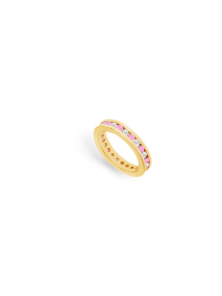 Pink Sapphire and Diamond Eternity Band 14K Yellow Gold 1.00 CT TGW by Love Bright