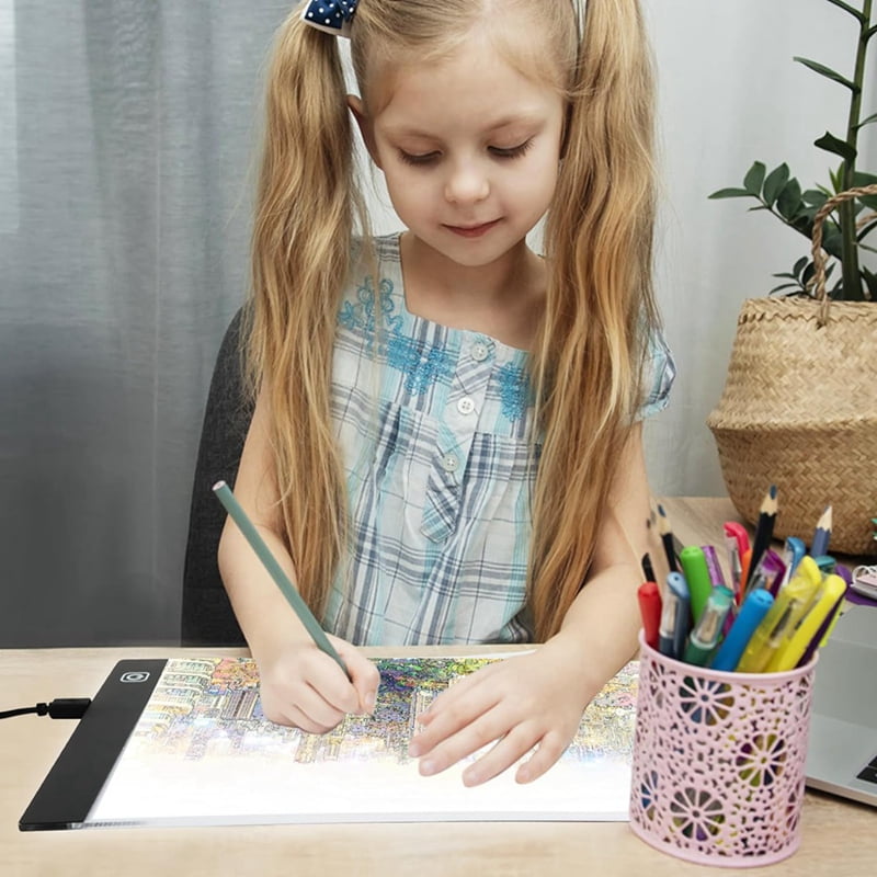 4X A4 LED Light Board, 3 Level Dimmable Brightness USB Power Crafts Light Table for Tracing, Light Drawing Sketch Pad