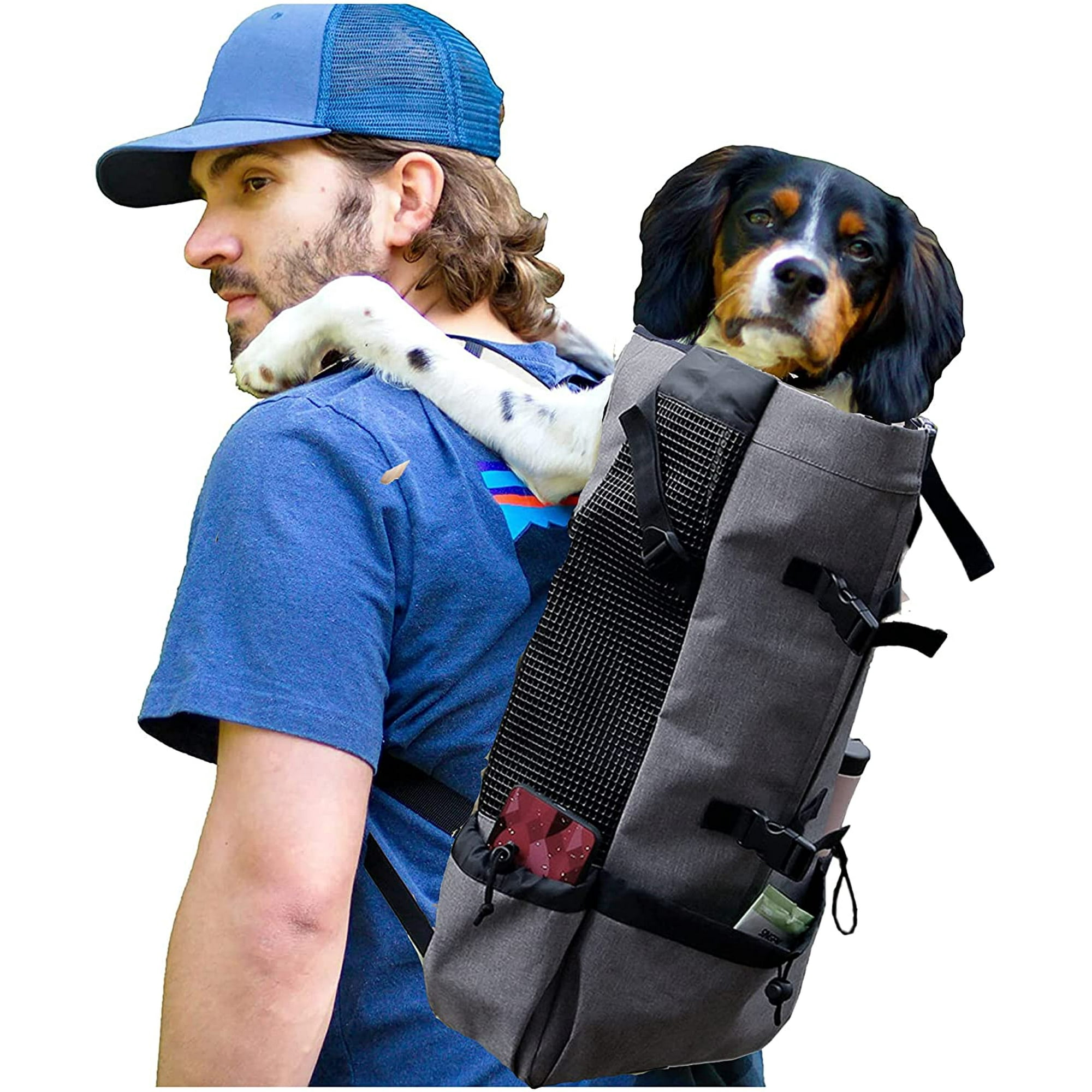 Iguohao Dog Backpack Carrier Rucksack Puppy Head Out Front Pack With Waterproof Lining Small Pet Travel Bag For Hiking Walking Cycling Gray
