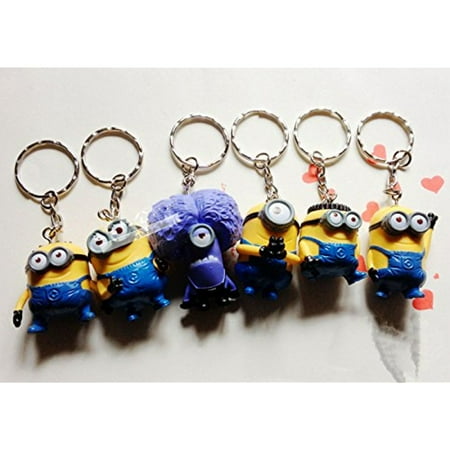 REINDEAR 6pcs Keychain Set Movie Minions Mini Action Figure 3D Minion Collect