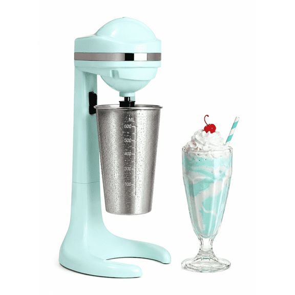 Studio 54 Retro Milkshake Maker, Electric Drink Mixer with 17oz Stainless Steel Mixing Cup, Milkshake Machine & Frappe Maker, 2-Speed Shake Mixer for Smoothies, Ice Cream Drinks & Coffee