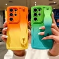 thumbnail image 4 of Compatible with Samsung Galaxy S23 Ultra 5G Phone Case with Wrist Strap Kickstand,Cute Gradient Case Curly Wave Frame Case Women Camera Protection Soft Shockproof Cover (d), 4 of 7