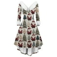 thumbnail image 2 of Women's Fashion V-Neck Casual Slim Fit Christmas Print Furry Party Long Sleeve Dress, Ugly Christmas Sweater Women Style for Festive Fall and Winter Events,Khaki,L, 2 of 4