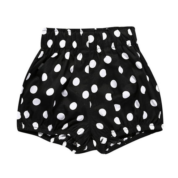 LIIPEE Boys Girls Lantern Shorts Summer Cute Comfort Polka Dot Printed Stretch Elastic Waist Shorts Baby Versatile Vacation Shorts,Black1,2-3 Years