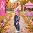 thumbnail image 6 of JULMCOMO Breast Cancer Awareness Shirts for Women V Neck Breast Cancer Survivor Support Graphic Tees Short Sleeve Loose Casual T-Shirts Light pink S, 6 of 6