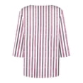 thumbnail image 6 of VEKDONE Womens Stripe Plus Size Tops 3/4 Length Sleeve Loose Fit Blouse Asymmetrical Neck Button Tunic Tops Summer Fashion Clothes Pink XL, 6 of 7