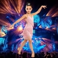 thumbnail image 2 of FYDUU Kids 1920S Flapper Dress for Girls Spaghetti Strap Latin Dance Dress Sleeveless Tassel Sequin Fringe Dresses Performance Clothes 18-24 Months, 2 of 4