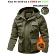 thumbnail image 5 of WTOBBY Men's Detachable Work Jacket, Solid Color Plush Lined Zippered Coat with Multiple Pockets, Outdoor Casual Long Sleeve Wear for All Seasons,Army Green L, 5 of 7