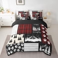 thumbnail image 2 of Feelyou Camping Explorer Twin Bedding Sets 7pcs, Red Patchwork Bedding Comforter Set, 2 of 8