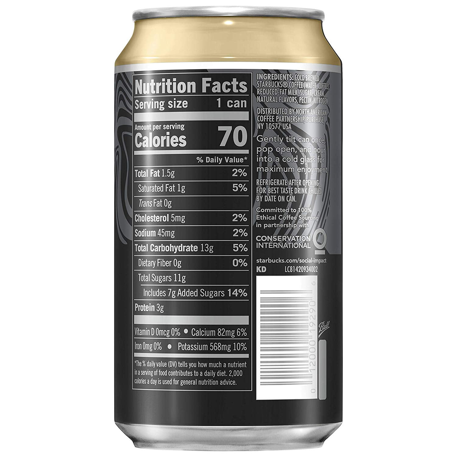 Starbucks Nitro Cold Brew Vanilla Premium Iced Coffee Drink 9.6 fl oz Can