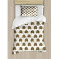 thumbnail image 1 of Hedgehog Twin Size Duvet Cover Set, Cartoon Style Porcupine Mascots with Tiny Little Swirls and Leaves, Decorative 2 Piece Bedding Set with 1 Pillow Sham, Caramel Pale Brown White, by Ambesonne, 1 of 3