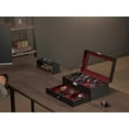thumbnail image 6 of 12-Slot Watch Box, 2 Layers PU Lockable Watch Case with Glass Lid with 1 Drawer, Black and Red, 6 of 8