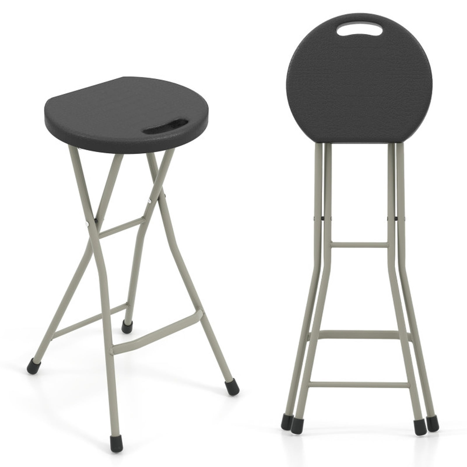 Biotree 28 Inch Portable Folding Stools with 330lbs Limited Sturdy Frame Stackable Patio Chair for Garden Backyard, Black
