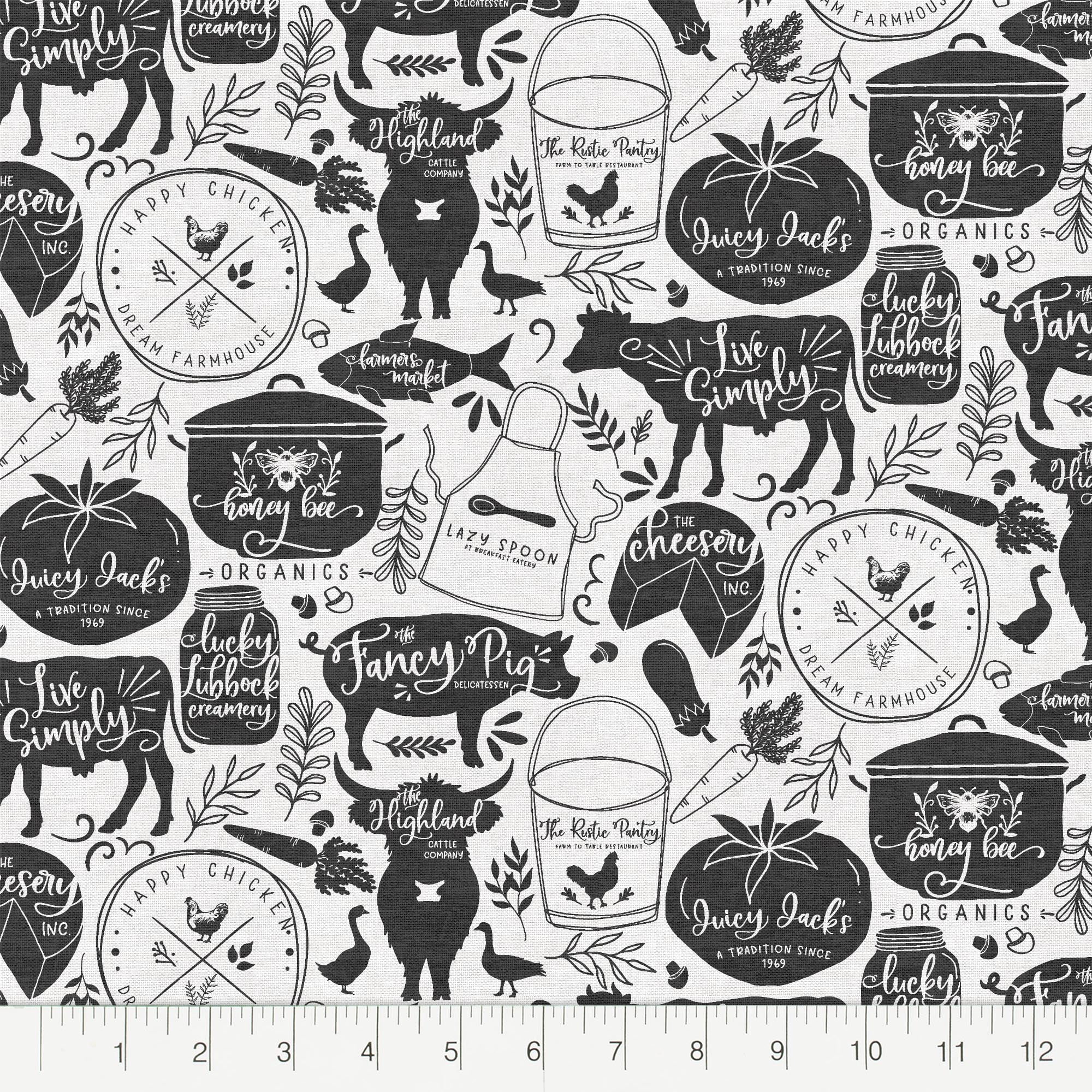 Fabric Editions 36"x42" Cotton Modern Farmhouse 1 Yard Precut Sewing & Craft Fabric, White 3 Pieces