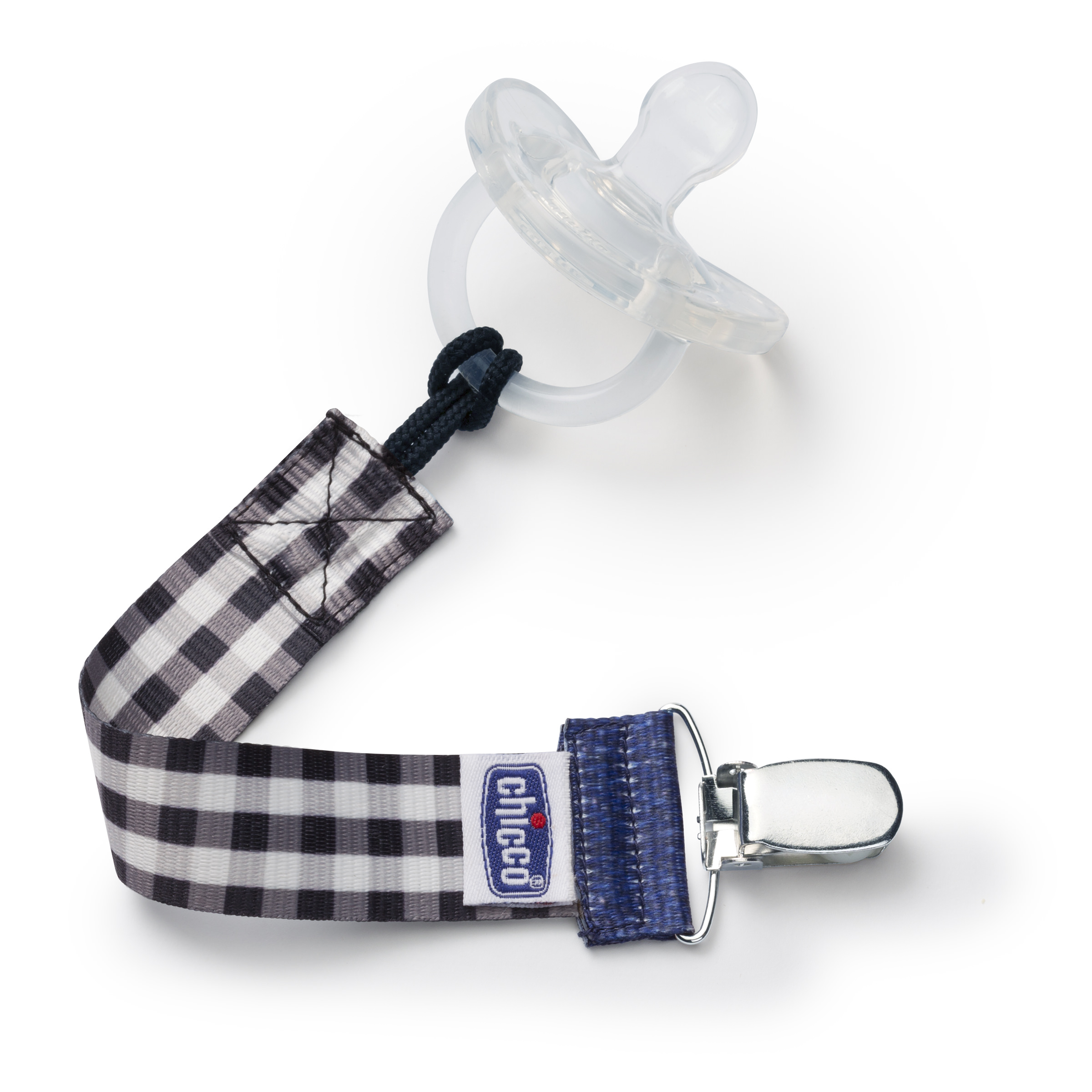 Chicco Fashion Pacifier Clip Black Gingham