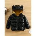 thumbnail image 2 of Qiylii Toddler Baby Winter Bear Ear Hood Coat, Solid Color Shine Long Sleeve Zipper Closure Down Cotton Jacket for Boys Girls,6M-5Years, 2 of 9