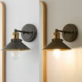 thumbnail image 6 of JONATHAN Y July 7.88" 1-Light Industrial Farmhouse Metal Vanity Light, Rustic Dark Gray/Brass Gold, 6 of 7