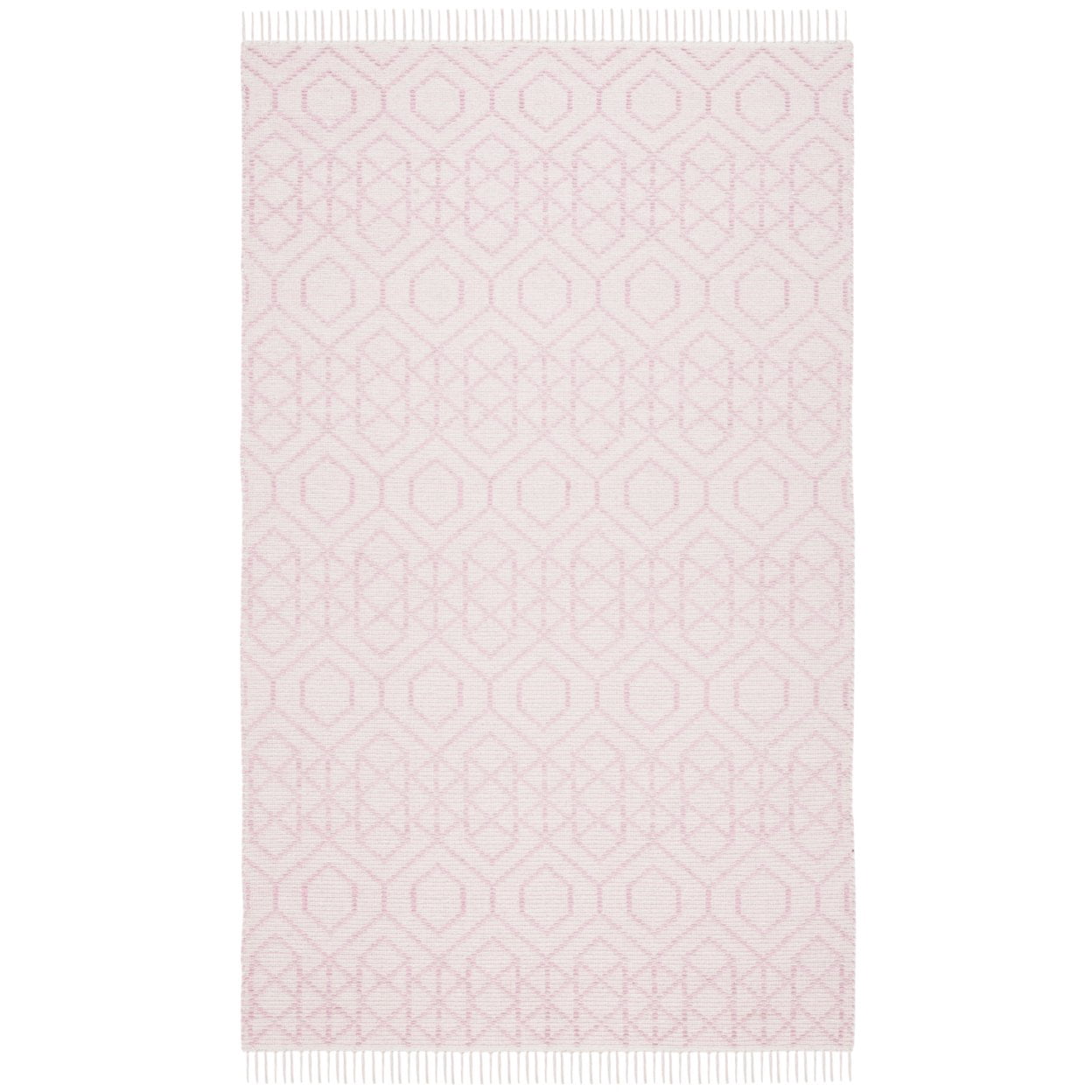 SAFAVIEH Montauk Lars Geometric Cotton Runner Rug, Pink/Ivory, 2'3" x 7'