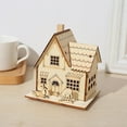 thumbnail image 3 of 4.33Inch Christmas Wooden Village Houses with Light, Unfinished Rustic Holiday Village Decorations - Perfect for Christmas Table Centerpieces, Christmas Decorations & Gifts, DIY Crafts, 3 of 5