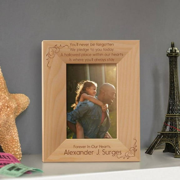 Forever in Our Hearts Personalized Wooden Picture Frame 3 1/2" x 5" Brown (Vertical)