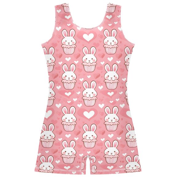 Gymnastics Leotard Sleeveless Cute Rabbit Head Stretchy Dance Bodysuit Breathable Athletic Ballet Yoga Outfit for Ages 3-14