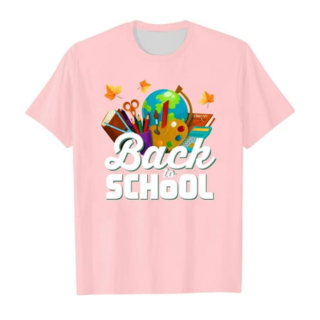 

Shirt for Girls Size 6 School Season Girls T Shirt Summer Kids Short Sleeve Tops Soft Comfortable Back to School Patterns Girls Fashion b-Pink 120