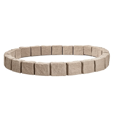 VEVOR Faux Stone Landscape Edging 46.8 x 3.9 in Realistic Lawn Edging, Flexible Brick-Sized Garden Edging Border with Anchoring Spikes, Fade-Resistant Yard Edging for Driveways Walkway Beige