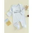 thumbnail image 3 of Bagilaanoe Newborn Baby Boys Footies Jumpsuit Letters Print Long Sleeve Bodysuit 3M 6M 9M 12M Infant Fall One Piece Romper, 3 of 8