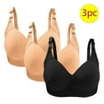 thumbnail image 2 of Olyvenn Women's Cotton Bras No Pad Lightly Lined Everyday Bras Full Coverage Bras 3 Pack Seamless Bras for Women Plus Size Bras Black 36/80, 2 of 3