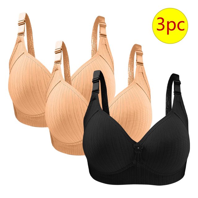 Bras for Women, 3PC Womans Large Size Solid Color Without Steel Ring Gathering Comfortable Bras Daily Bra