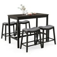 thumbnail image 1 of Costway 5PCS Bar Table Set Counter Height Table & Upholstered Saddle Stools Set for 4, 1 of 10