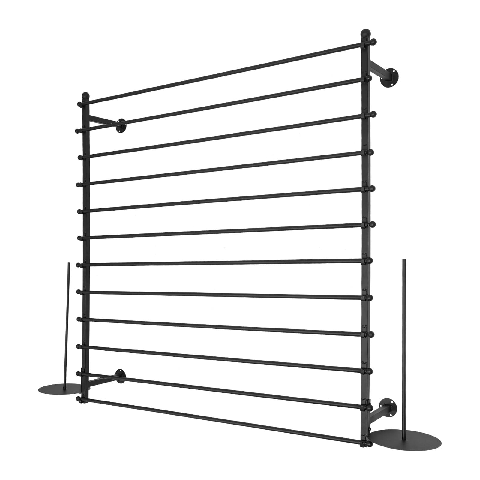 ToppiJoy 12 Rods Wall Mounted Ribbon Rack for Craft Room, Ribbon Organizer Wrapping Paper Rack for Craft Room, Cake Shop, Flower Shop Black