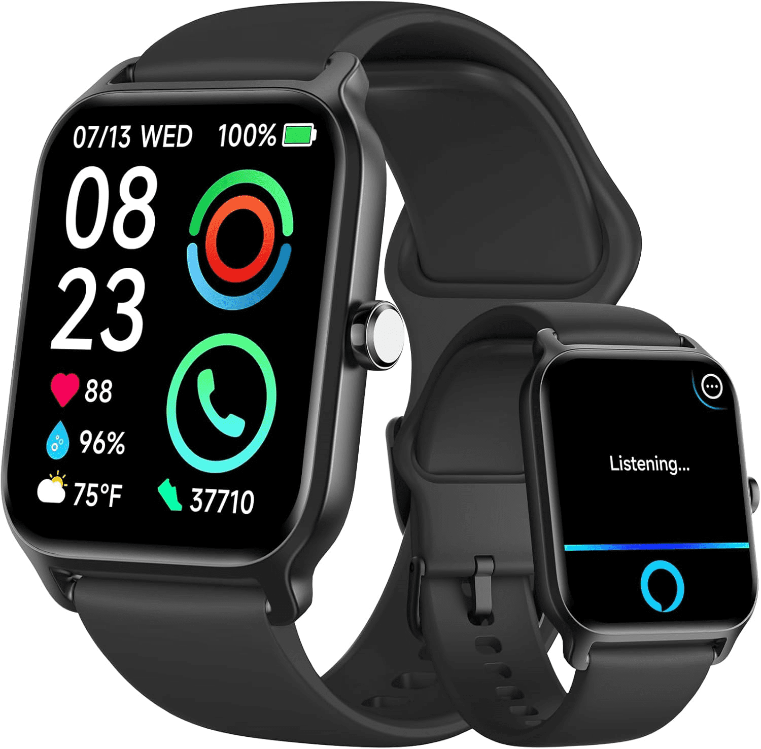 SOUYIE 2026 Smart Watch for Women Men, IP68 Waterproof Smartwatch for Android Iphone,1.8" Fitness Tracker with Bluetooth Answer /Calls,100+ Sports Modes,Sleep record, Weather, Black