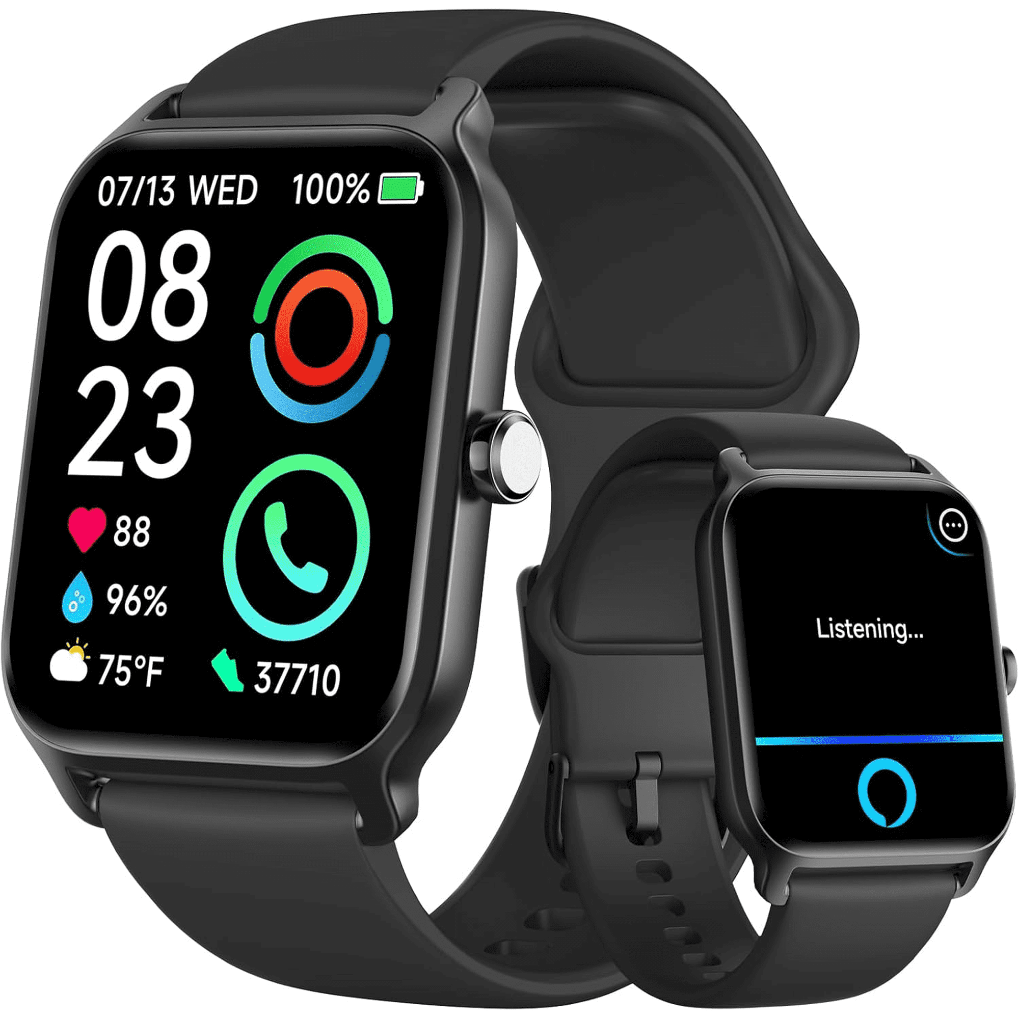 SOUYIE 2026 Smart Watch for Women Men, IP68 Waterproof Smartwatch for Android Iphone,1.8" Fitness Tracker with Bluetooth Answer /Calls,100+ Sports Modes,Sleep record, Weather, Black