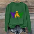 thumbnail image 2 of Baberdicy Women's Lobster Print Crew Neck Long Sleeve Top Green Polyester, 2 of 4