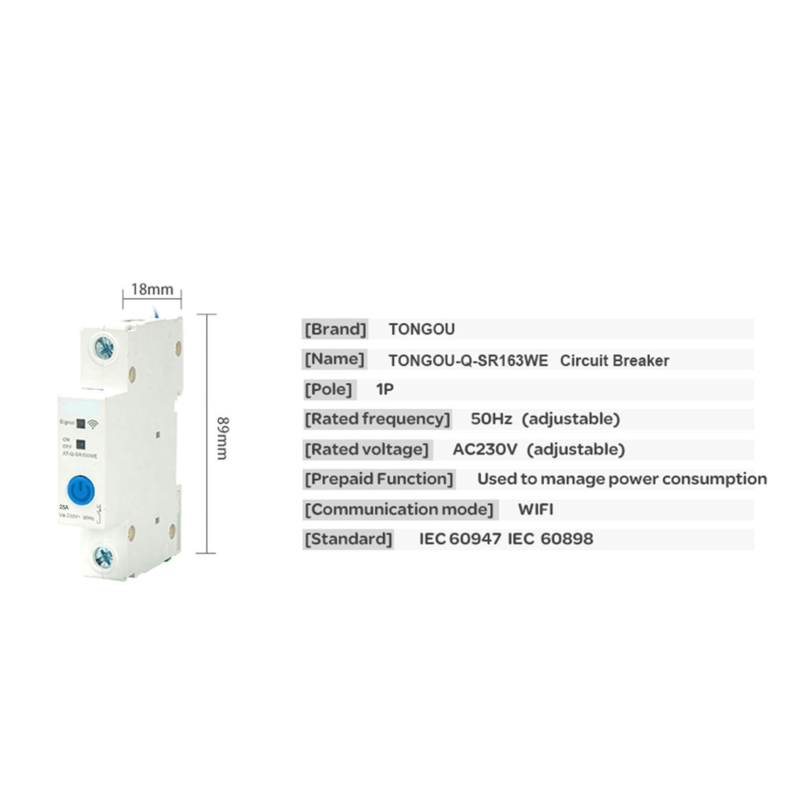 Breaker WIFI Intelligent Circuit Breaker 1P DIN ​Rail Switch Ewelink APP Control Compatible With  And  Assitant Voice Control For Home Automation