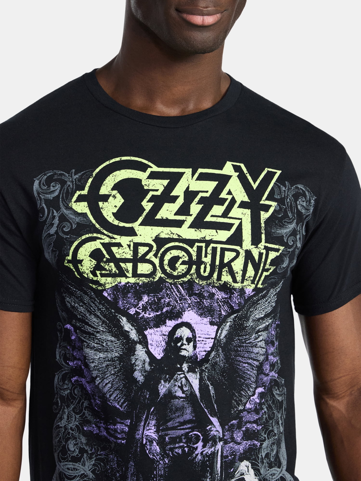 Ozzy Osbourne グラフィックTシャツ 黒 Ozzy Osbourne Men's and Big Men's Ozzy Has Wings Graphic Tee