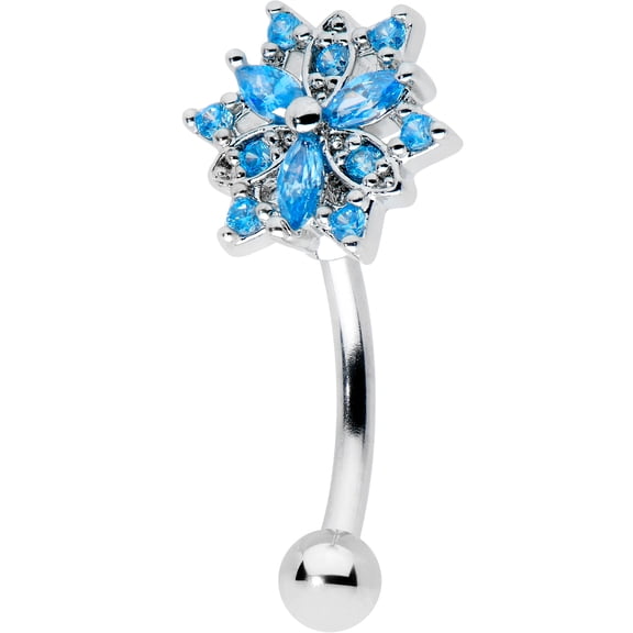 Body Candy 16G Steel 8mm Eyebrow Jewelry Cartilage Tragus Daith Conch Rook Snowflake Blues Eyebrow Ring 5/16”