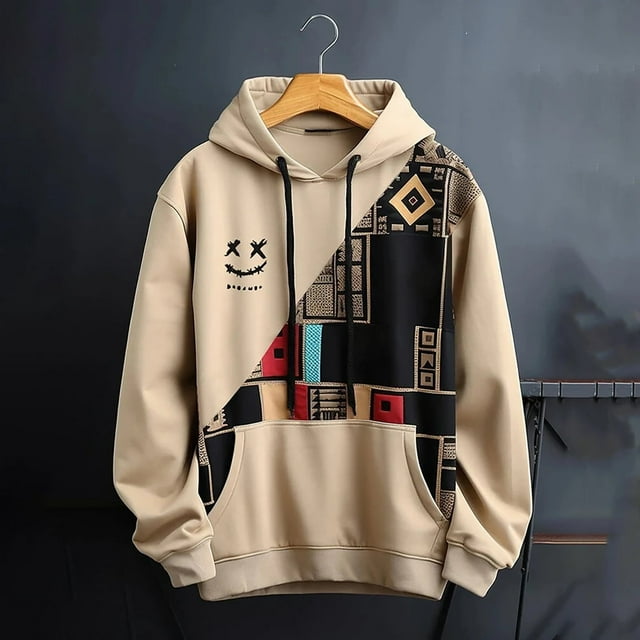 WILLBEST Sudaderas Navideñas para Hombre, Moda Informal, con Estampado Parcial, Sudadera con Capucha, Manga Larga, con Cordón y Capucha Mediana