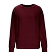 thumbnail image 5 of WREESH Womens Fashion Crewneck Sweatshirts Jacquards Long Sleeve Solid Color Blouse Causal Pullover Tops T-Shirt Red, 5 of 7