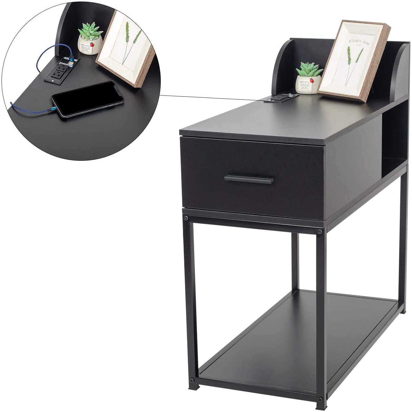 merk toediening vacature ELECWISH End Table with Usb Port 2 Tier Modern Narrow Nightstand Metal  Frame with Power Outlet Sofa Side Table with Charging Station (Black) -  Walmart.com
